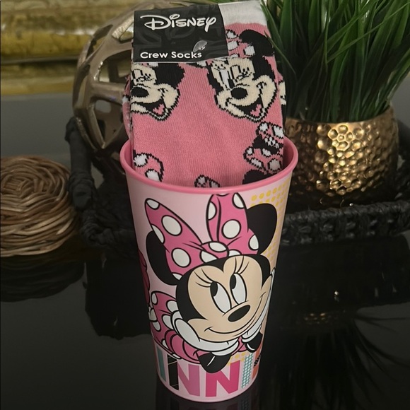 Disney Accessories - Disney Minnie Mouse Pink Crew Socks and Cup Set